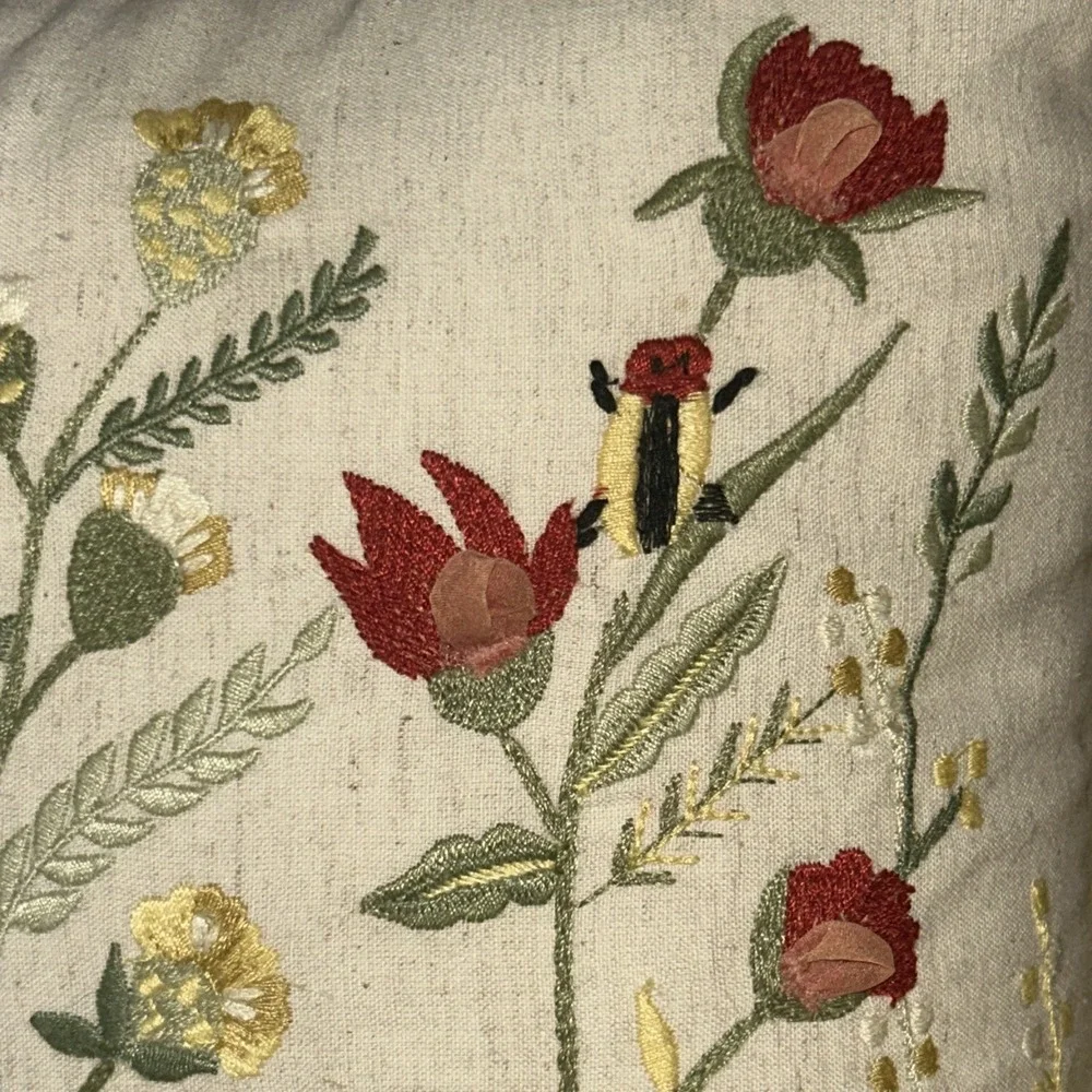 Pier 1 Flower Snail Beaded Embroidered Decorative Throw Pillow 13